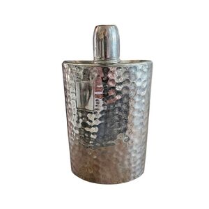 VINTAGE Silver Hammered METAL Hip Flask AHS MADE IN GERMANY US ZONE 10oz